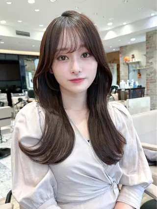 セミロング カラー 顔周り/くびれヘア 韓国ヘア💕風間るなのヘアスタイル