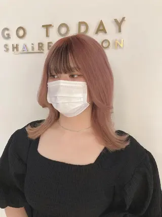ミディアム カラー スキバサミを使わない カット🌼唯🌼のヘアスタイル