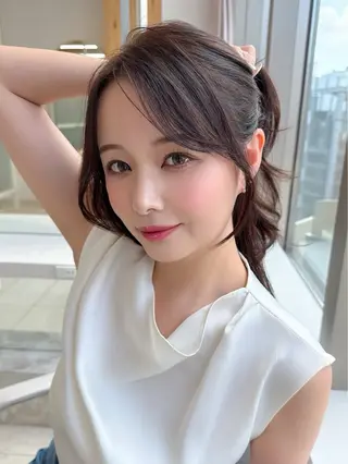 ミディアム カラー 顔周り/透明感カラー /似合わせ/難波雄雅のヘアスタイル