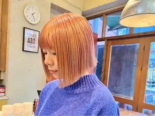 ミディアム カラー ボブ/レイヤー/ ハッシュカット/河内のヘアスタイル