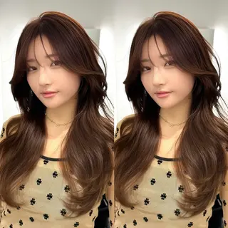 ロング カラー レイヤー/艶カラー /韓国ヘア/高松のヘアスタイル