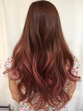ロング カラー パーマ ヘアアレンジ きむえり/髪質改善 /うねり広がり改善のヘアスタイル