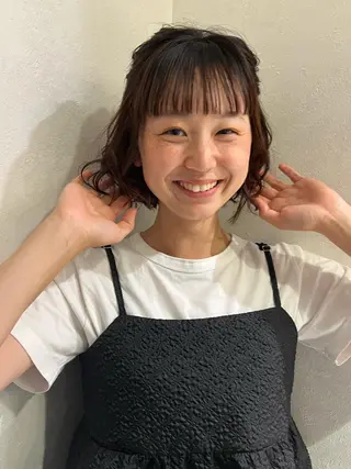 ミディアム パーマ 似合わせレイヤー 海外風レイヤーmioのヘアスタイル