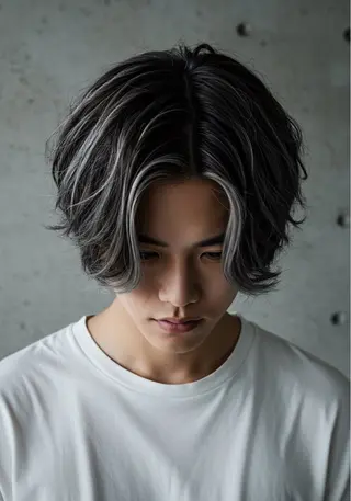 ミディアム カラー メンズ あくつ べんのヘアスタイル