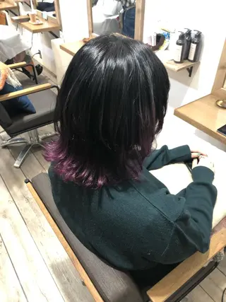 ミディアム カラー ヘアアレンジ 顔周りカット・相談 レイヤーも◎しずくのヘアスタイル
