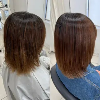 ミディアム パーマ 縮毛矯正指名No.1 艶カラー/SHIMAのヘアスタイル