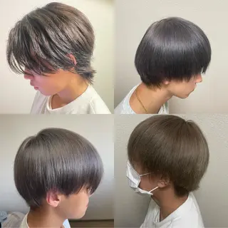 ショート カラー メンズ 🧸赤み消し🐾 ラベンダ/ミルクティのヘアスタイル