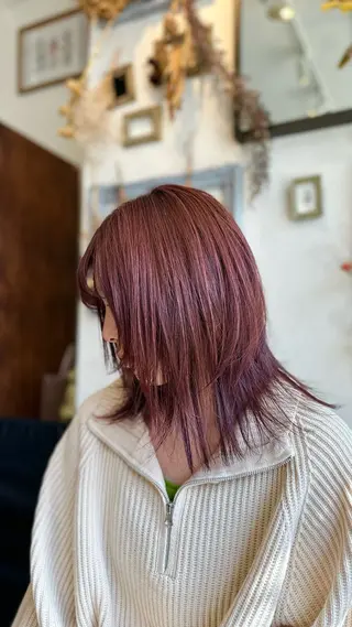 ミディアム カラー 💜推しインナー カラー/菊池柊真💜のヘアスタイル