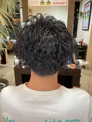 ミディアム パーマ メンズ メンズパーマ 赤司 泰樹のヘアスタイル