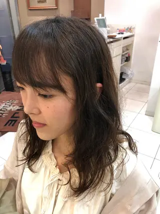 ミディアム パーマ 神田 澪史のヘアスタイル