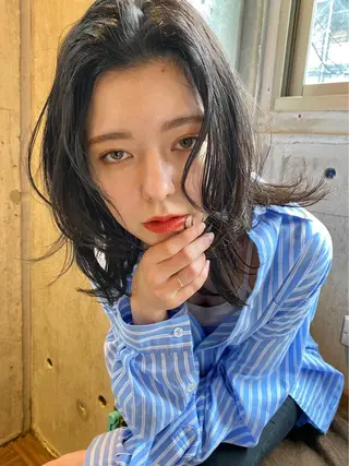 ミディアム カラー 似合わせカラーパーマ 🌿kitin米川のヘアスタイル