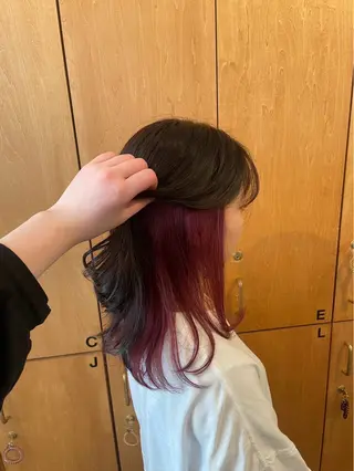 セミロング カラー 蓮田 好良のヘアスタイル