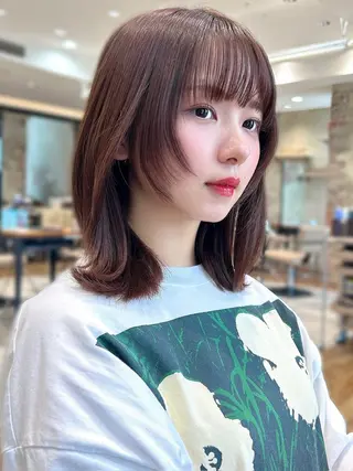 ミディアム 新宿✨顔周りカット 韓国ヘア/坂本亜裟海のヘアスタイル