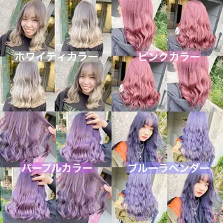 セミロング カラー ヘアアレンジ TAKUMAブリーチ /切りっぱなし🪽のヘアスタイル
