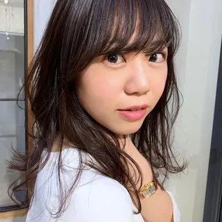 セミロング カラー 薬院:今泉/上川美幸 ボブ/顔周りレイヤーのヘアスタイル