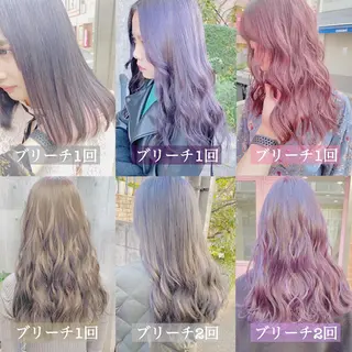 セミロング カラー ヘアアレンジ TAKUMAブリーチ /切りっぱなし🪽のヘアスタイル