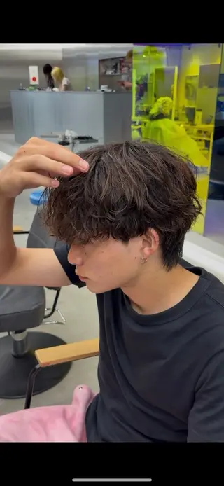 ショート カラー パーマ メンズ シャドウパーマ/ ルーズパーマ/メンズのヘアスタイル