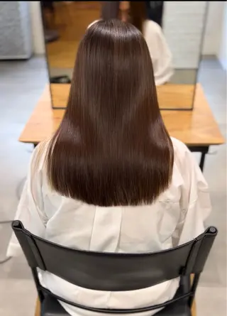 セミロング hair make MEUZ所属・アサノハルカ🐈‍⬛ 縮毛矯正/パーマのヘアスタイル