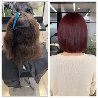ショート け んブリーチ縮毛矯正のヘアスタイル