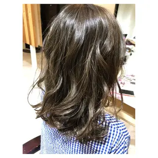 セミロング カラー ヘアアレンジ 透明感カラー🤎 ゆりのヘアスタイル
