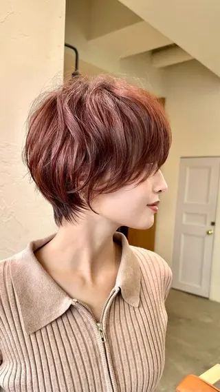 ショート カラー ヘアアレンジ ⭐️銀座/ショート/ 艶カラー/りょうがのヘアスタイル