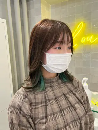 セミロング カラー 韓国ヘア☁️ mitsukiのヘアスタイル