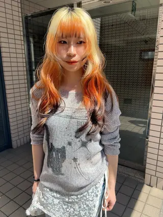 ロング カラー ヘアアレンジ ハイトーン/美髪矯正 🍃大江拓実のヘアスタイル