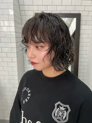 ショート 紙屋町ショート /ボブ　パーマ河内蓮のヘアスタイル