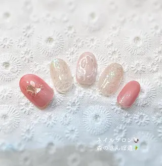 ネイル ショートネイル 森のさんぽ道のネイルデザイン