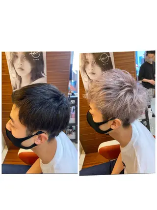 ショート カラー メンズ 塩谷黎✨イルミナ カラーメンズパーマ✨のヘアスタイル