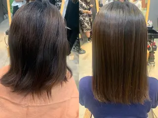 ミディアム パーマ 傷ませない縮毛矯正／ 吉岡 美江のヘアスタイル