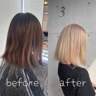 ミディアム カラー 🩶ナチュラル ハイトーン/はちすのヘアスタイル