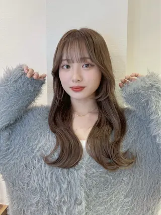 セミロング カラー レイヤー/韓国/ 透明感カラー/みずほのヘアスタイル