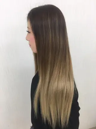 セミロング カラー パーマ ヘアアレンジ チビ編み込みエクステ シールEXどぅ〜すのヘアスタイル