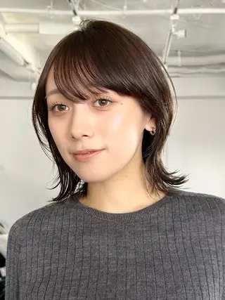ミディアム カラー 池袋/小顔レイヤー/ 顔まわり/taigaのヘアスタイル