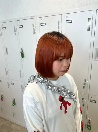 ミディアム カラー シールエクステ/ ブリーチカラーのヘアスタイル