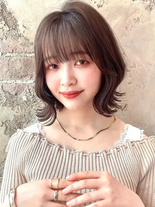 ミディアム カラー パーマ ヘアアレンジ 🌈小顔似合わせ SHIHO🌈のヘアスタイル