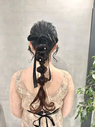 ロング ヘアアレンジ 銀座レイヤーカット ×シースルー前髪のヘアスタイル