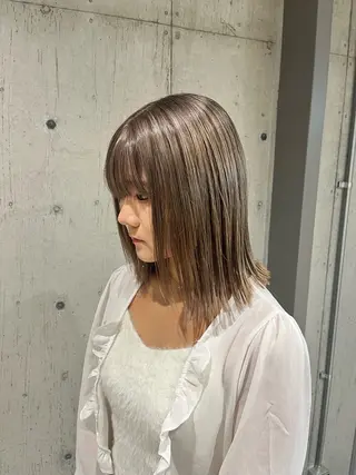 ミディアム カラー ヘアアレンジ ボブ×艶カラー 特化・リクト💥のヘアスタイル
