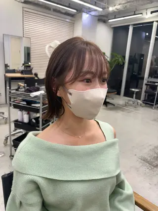 ミディアム 坂齋大地/レイヤー/ ミルクティーのヘアスタイル