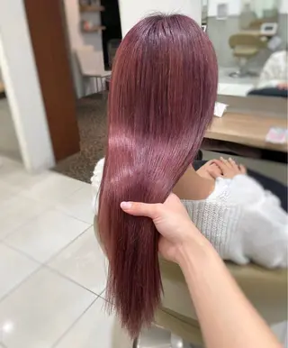 ロング カラー ヘアアレンジ miwa♡暖色カラー 盛れる顔周り.ヘアメのヘアスタイル