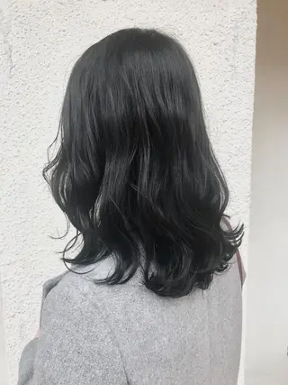 セミロング カラー ニュアンスパーマ/ レイヤー/茶屋町のヘアスタイル