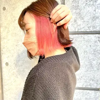 ミディアム カラー 癖毛救済✂️ボブ /髪質改善ストレートのヘアスタイル