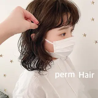 ミディアム パーマ 市川 千夏のヘアスタイル