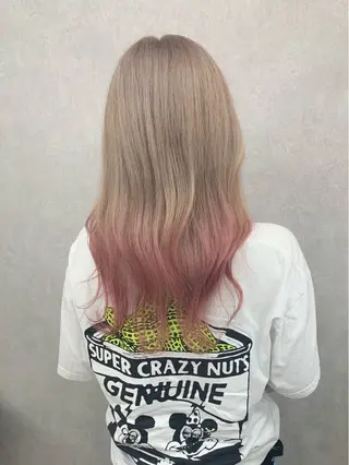 ロング カラー ハイトーン・ブリーチ ムラ修正　八須　錬のヘアスタイル
