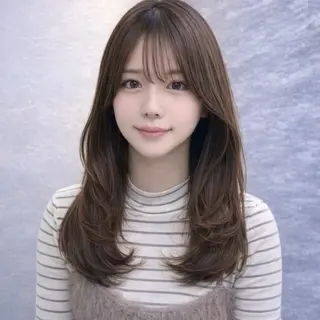 セミロング カラー ヘアアレンジ 🖤kana/艶髪/ 韓国風暗髪カラー🖤のヘアスタイル