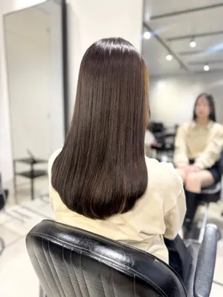 ロング カラー パーマ ヘアアレンジ 透明感/オリーブ/ グレージュ/YUKAのヘアスタイル