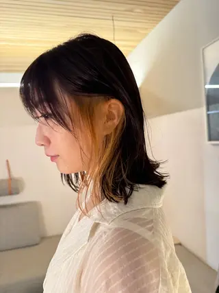 ミディアム カラー メンズパーマ／ボブ 星本広海のヘアスタイル