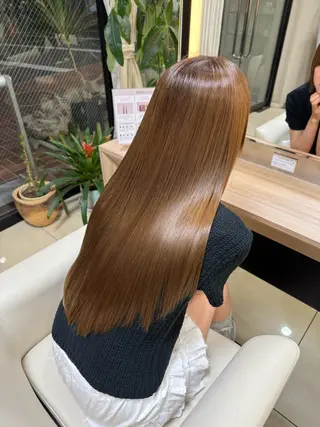 ロング パーマ 垢抜け小顔レイヤー オリーブ/スミレのヘアスタイル