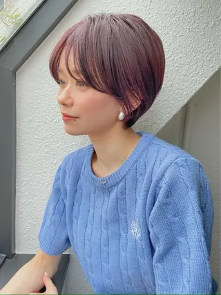 ショート カラー うる艶カラー× ハイトーン/miuのヘアスタイル